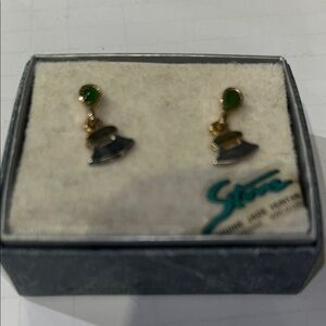 Gold and Green Earrings